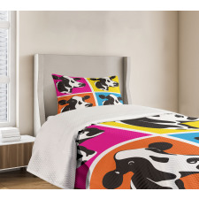 Pop Art Cow Heads Image Bedspread Set