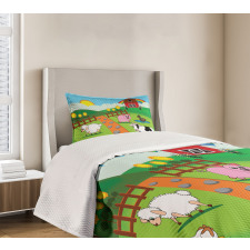 Cartoon Farmhouse Life Bedspread Set