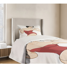 Pale Skin Brunette Bedspread Set