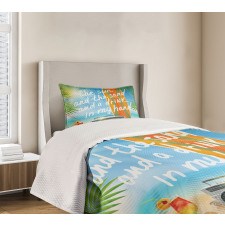 Tropical Beach Surfboard Bedspread Set