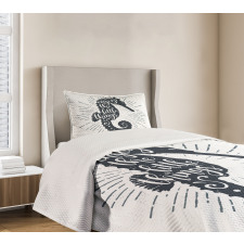 Uplifting Phrase Seahorse Bedspread Set