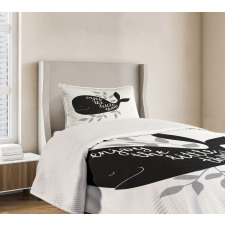 Ocean Whale Silhouette Bedspread Set