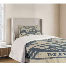 Detroit Michigan Stamp Bedspread Set