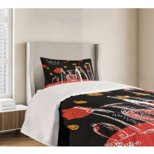 Wine Bottles and Decanter Bedspread Set