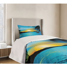 Calm Sunrise Fishing Boat Bedspread Set