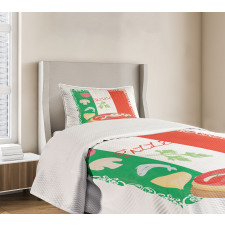 Italian Cuisine and Flag Bedspread Set