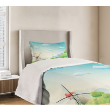 Cartoon Country Landscape Bedspread Set