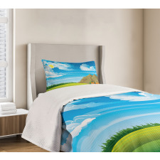 Tree House and Mountains Bedspread Set