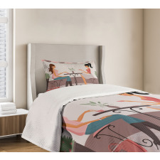 Women Having Coffee Bedspread Set