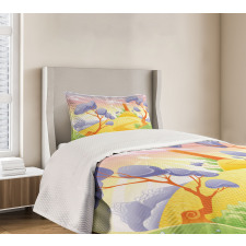 Cartoon Style Tower Bedspread Set