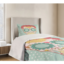 Floral Lady Skull Bedspread Set