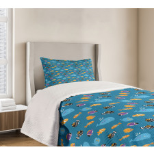 Whale and Aquarium Fauna Bedspread Set