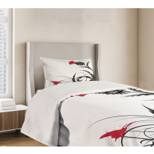 Floral Butterfly Motif Bedspread Set