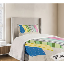 Colorful Dad Ties Theme Bedspread Set