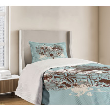 Heart Shape with Dragonflies Bedspread Set