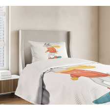 Cartoon Goat Snowboarding Bedspread Set