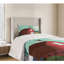 Rural Farmland Crop Bovine Bedspread Set