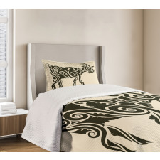 Tribal Waves Curves Tattoo Bedspread Set