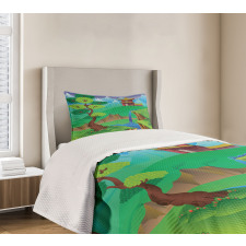 Cartoon Chinese Forest Bedspread Set