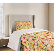 Graphic Pizza Toppings Bedspread Set