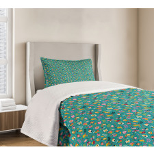 Funny Forest Birds Flowers Bedspread Set