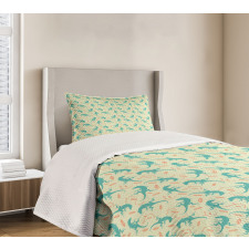 Reptiles with Leaves Bedspread Set