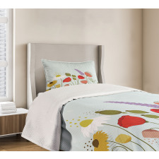 Daisy and Peony Pattern Bedspread Set