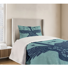 Guitar Wings Stars Words Bedspread Set