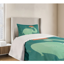 Elephant Holding Umbrella Bedspread Set