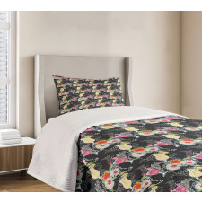 Cocktails Hibiscus Zebra Bedspread Set