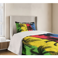 Grunge Palms Colorful Bedspread Set