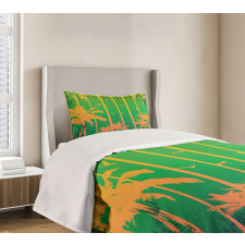 Beach Trees Green Old Bedspread Set