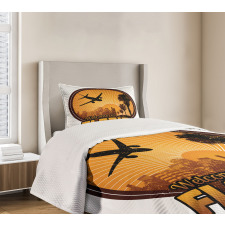 Travel Theme Old Stamp Bedspread Set