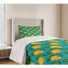 Hand Drawn Style Lemons Bedspread Set