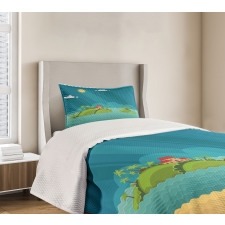 Tropical Islands Ocean Bedspread Set
