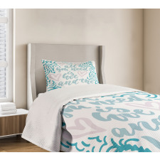 Wavy Lines Nautical Love Bedspread Set