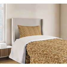 Faded Curled Leaves Bedspread Set