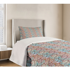 Soft Colored Tangled Lines Bedspread Set