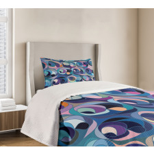 Motley Retro Curvy Shapes Bedspread Set