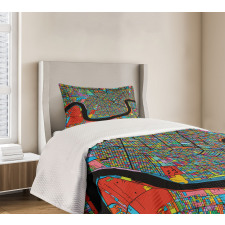 Colorful City Map Bedspread Set