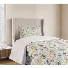 Cartoon Hawaii Trees Bedspread Set