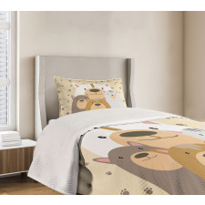 Cartoon Family Portrait Bedspread Set