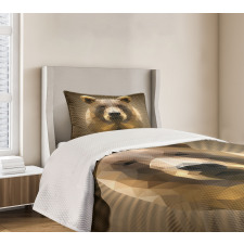 Geometric Grizzly Portrait Bedspread Set