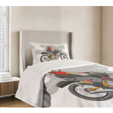 English Bulldog Bike Bedspread Set