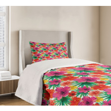 Watercolor Hibiscus Bedspread Set