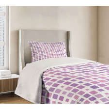 Random Ombre Square Tiles Bedspread Set