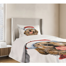 Funny Terrier Smiling Xmas Bedspread Set