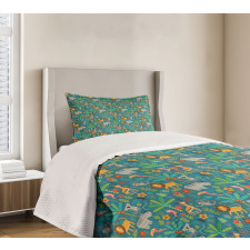 Hippo Parrot Koala and Deer Bedspread Set