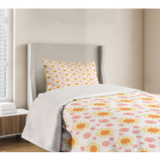 Hand-drawn Cartoon Sun Motifs Bedspread Set