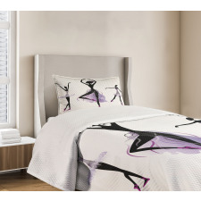 Ballerina Dancer Silhouettes Bedspread Set